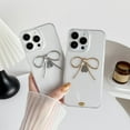 thumbnail image 2 of Simple 3D Bow Clear Soft Phone Case Compatible with iPhone Case (Gold,iPhone 13 Pro), 2 of 7