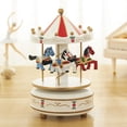 thumbnail image 4 of carrusel de madera,Tiovivo Carrusel Caja de música giratoria,Carrusel Music Box juguetes musicales Madera vintage,Wind-Up Music Box niñas regalos Navidad madera Caballo,Caja de música, 4 of 9