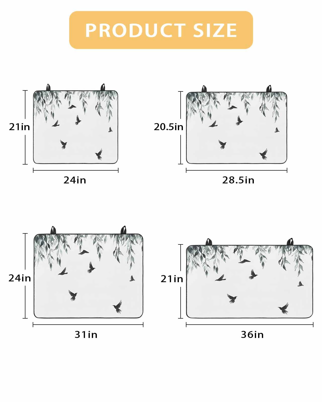 nqOlkjepod Large Induction Cooktop Protector Mat 36"x21", Leaf Bird Stove Top Covers for Electric Stove, Vine Watercolor Plant Country Style Branch Stove Burner Cover Mats, Glass Top Stove Cover