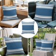 thumbnail image 4 of Throw Pillow Covers, Farmhouse Blue Striped Decorative Throw Pillow Covers 18x18 Inch, Modern Minimalist Stripes Square Linen Pillow Cases for Couch/Living Room/Sofa, 4 of 9