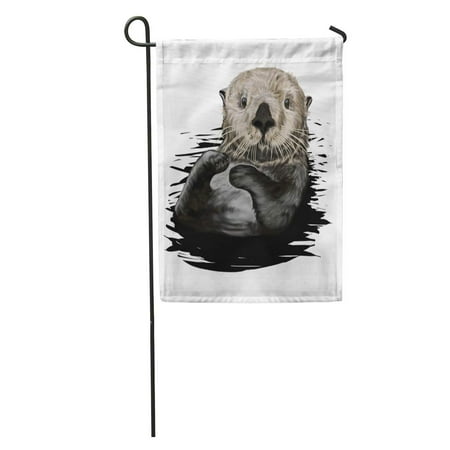 Decorative Flags Richmond Va SIDONKU Brown Drawing Sea Otter Painting Aquatic Character Cheerful Garden Flag Decorative Flag House Banner 12x18 inch ()