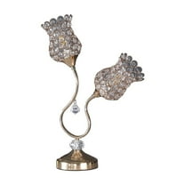 Noaman 18.75" Rose Gold 2-Floral Trumpet Glam Metal Table Lamp, Elegant Floral Wire Cage Shade, 2x E12 Bulb Sockets, 110-120V, Fully Assembled for Bedroom/Office Decor