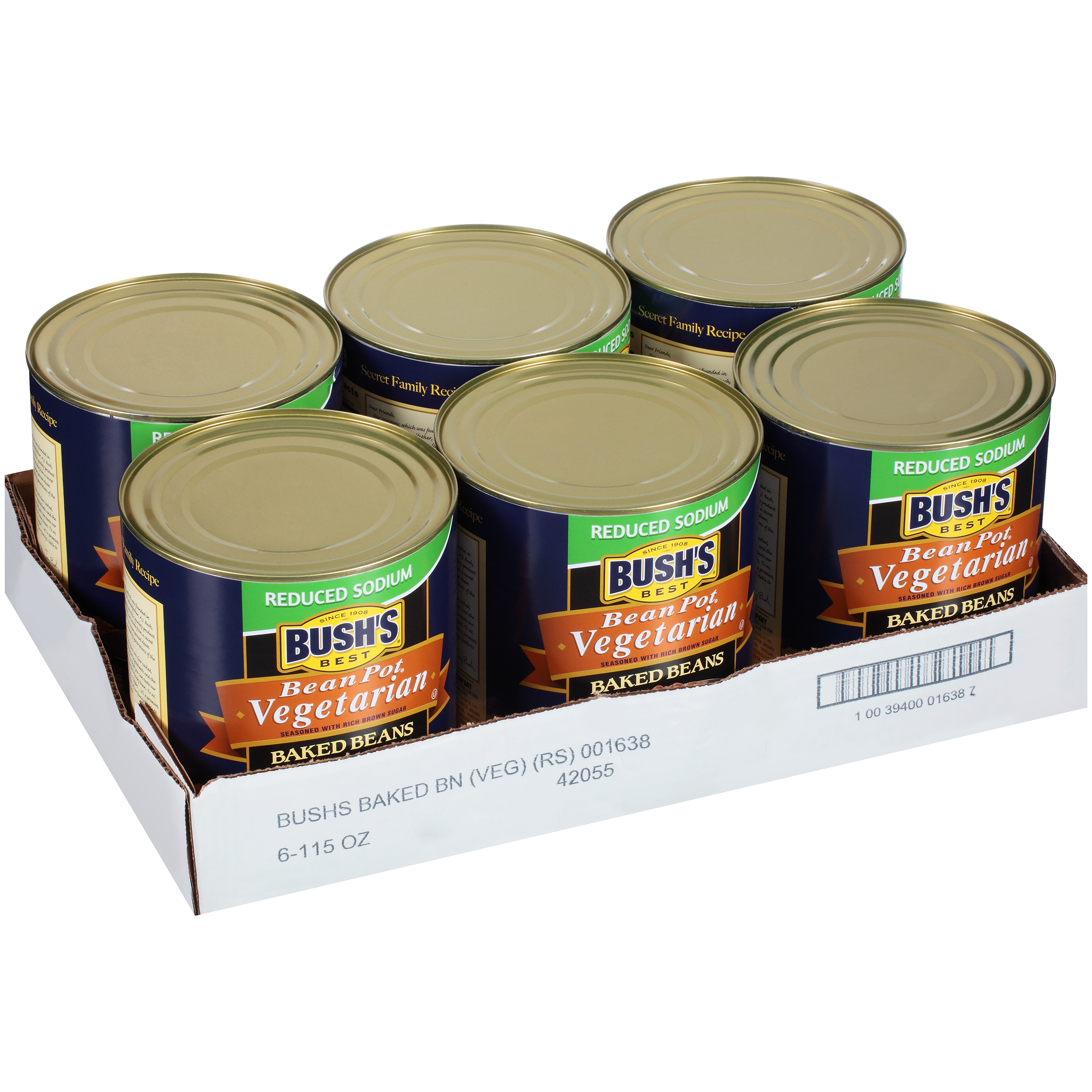 Bush's Best Reduced Sodium Bean Pot Vegetarian Baked Beans, 115 oz - Case of 6