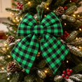 thumbnail image 3 of Green Black Plaid Christmas Bow, 11.81 x 9.84 Inch Velvet Hanging Bow for Christmas Tree, Wreath, Mantel, Door & Holiday Party Decor, 3 of 7