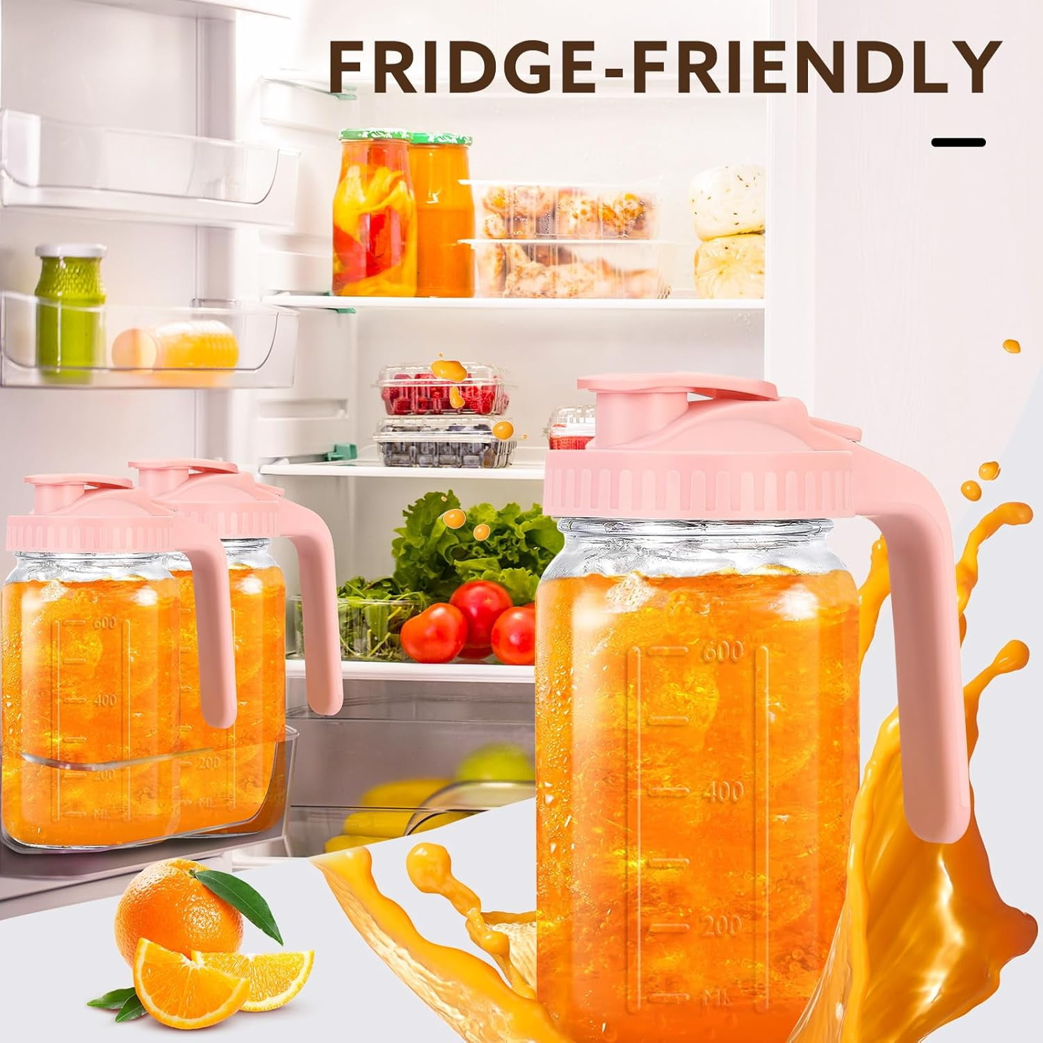 SUMMIT Breast Milk Pitcher, 32 OZ Mason Jar Pitcher with Lid Double Leak Proof,1 Quart Breastmilk Storage Containers for Fridge, Glass Jug for Sun Tea, Juice, Cold Brew Coffee
