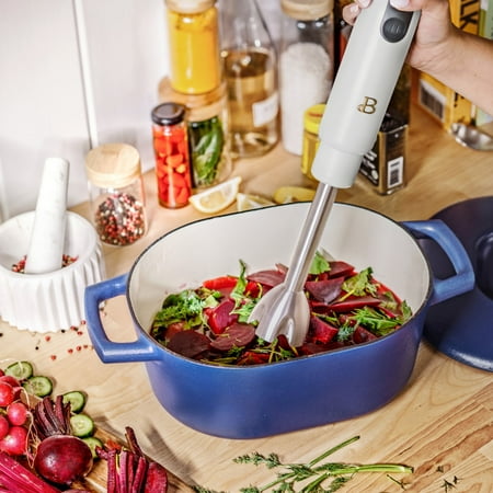 Beautiful 2-Speed Immersion Blender with Chopper & Measuring Cup, White Icing by Drew Barrymore MAY HAVE MISSING ACCESSORIES