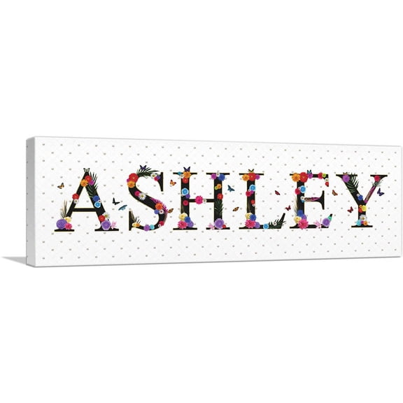 ARTCANVAS ASHLEY Girls Name Room Decor Canvas Art Print - Size: 36" x 12" (0.75" Deep)