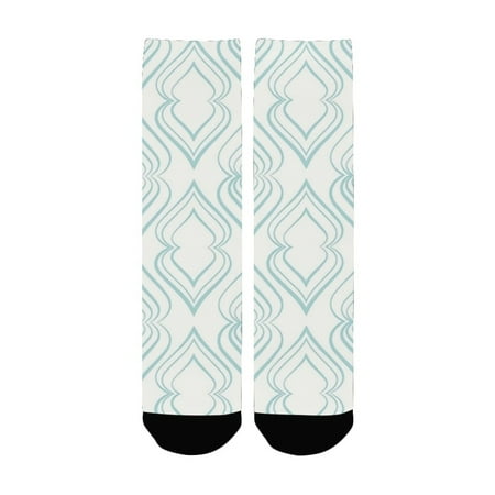 

Light Blue Abstract Pattern of Curvy Lines in Moroccan Style Elegant Vintage Eastern Light Blue Whit Women s Custom Socks (Made In USA)