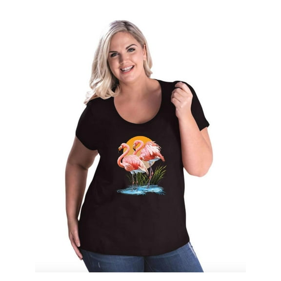NIB - Women's Plus Size Curvy T-Shirt - Flamingo
