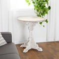 thumbnail image 3 of DecMode 26" x 29" Cream Wood Distressed Carved Scroll Accent Table with Brown Wood Top, 1-Piece, 3 of 13