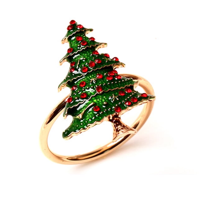 Inteprter Anillo de servilleta de acero inoxidable de Navidad, soportes de pañuelos de papel portátiles de Navidad, decoración de de comedor para Type6 NO6 Inteprter HA009763-03