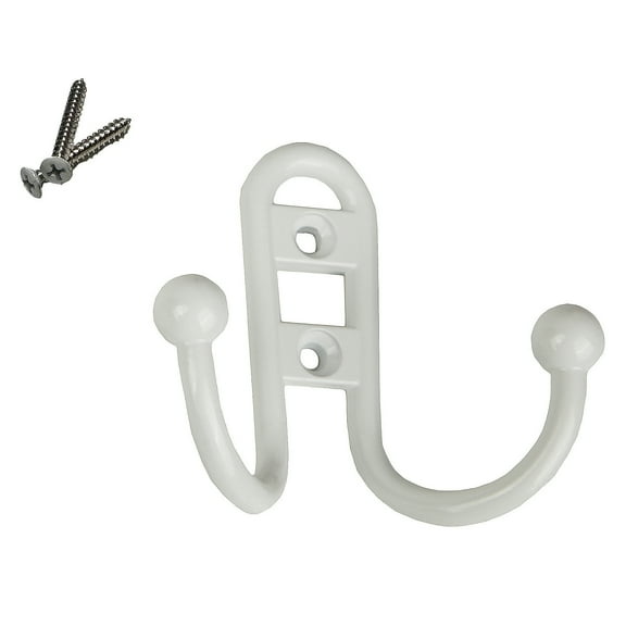 Würth White Double Prong Hook, 1 Pack, Zamak