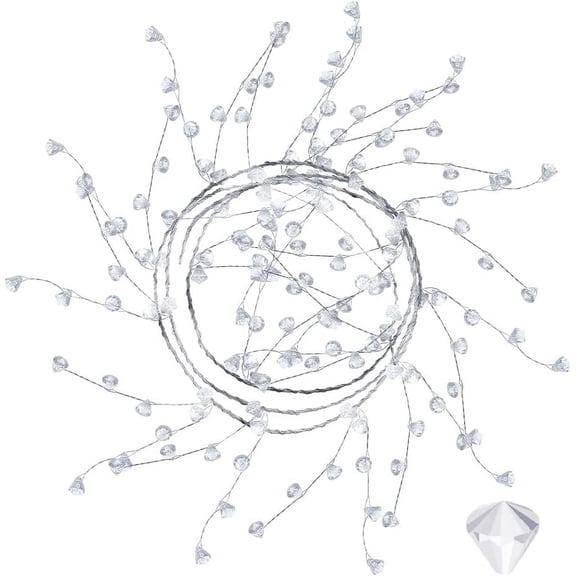 20 FT Clear Diamond Beaded Garlands 5 Pieces Wedding Party Decoration Bouquet Crafts Projects Decor Ice Wire Clear Garland Wire String Acrylic Garland for DIY Wreath Crafts 3.94FT