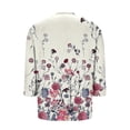 thumbnail image 4 of MLQIDK Plus Size Tops for Women Dressy Fashion Plus Size Spring Tops V Neck Plus Size 3/4 Sleeve Tops Floral Print Casual Tunics 4x Womens Plus Size Clothes Hot Pink 3XL, 4 of 6
