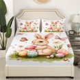 thumbnail image 3 of Erosebridal Kawaii Rabbit Sheet Set Queen, Easter Eggs Bedding Sets Queen Size, Butterfly Floral Decor, 4pcs, 3 of 7