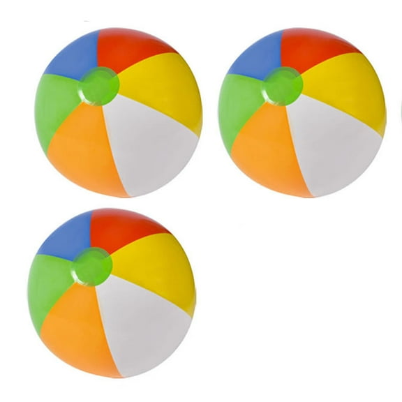 Set of 3 Large 20" Beach Ball - Fun Lightweight Inflatable Ball for Pools, Beach, or Lake - Safe for Indoors - Summer Party Favor