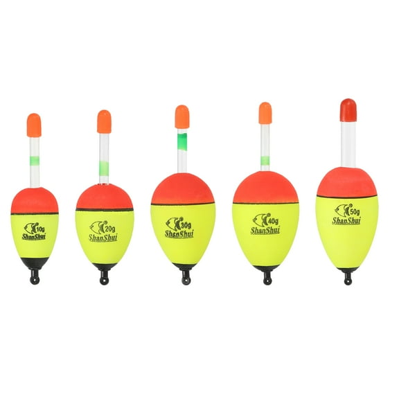 EVA 0.4/0.7/1/1.4/1.8oz Fishing Bobbers Float, Yellow, 5 Pack