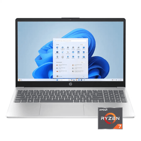 HP 15.6" FHD Laptop, AMD Ryzen 7 5825U, 16GB RAM, 1TB SSD, Windows 11, Natural Silver