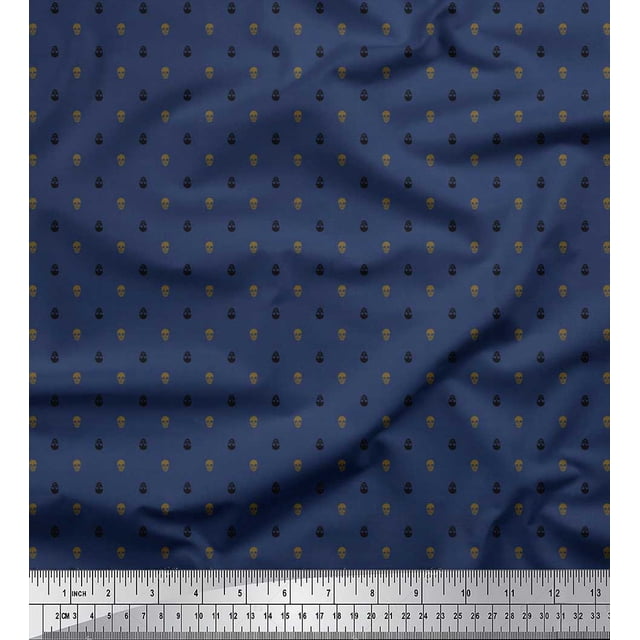 Soimoi Cotton Voile Fabric Skull Shirting Print Fabric by Yard 42 Inch Wide
