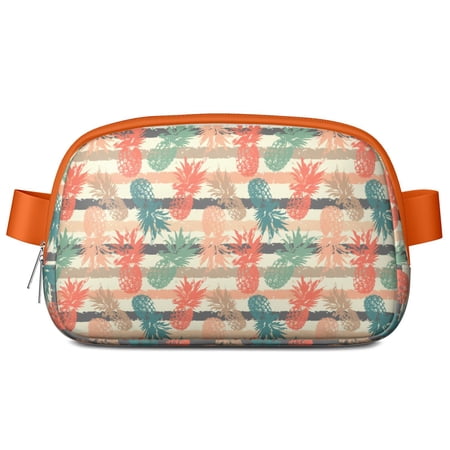 Tropical Sunshine Pineapple Bag – Cute Fruit Fanny Pack with Yellow Flower Pattern for Summer