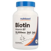 Nutricost Biotin (Vitamin B7) Supplement 10,000mcg (10mg), 240 Capsules