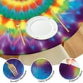 thumbnail image 4 of Colorful Rainbow Tie Dye Spiral Pattern Round Fitted Tablecloth with Elastic Edge,Dining Table Cover Waterproof,Outdoor Round Tablecloth for Camping,Dining,Indoor and Outdoor, 4 of 7