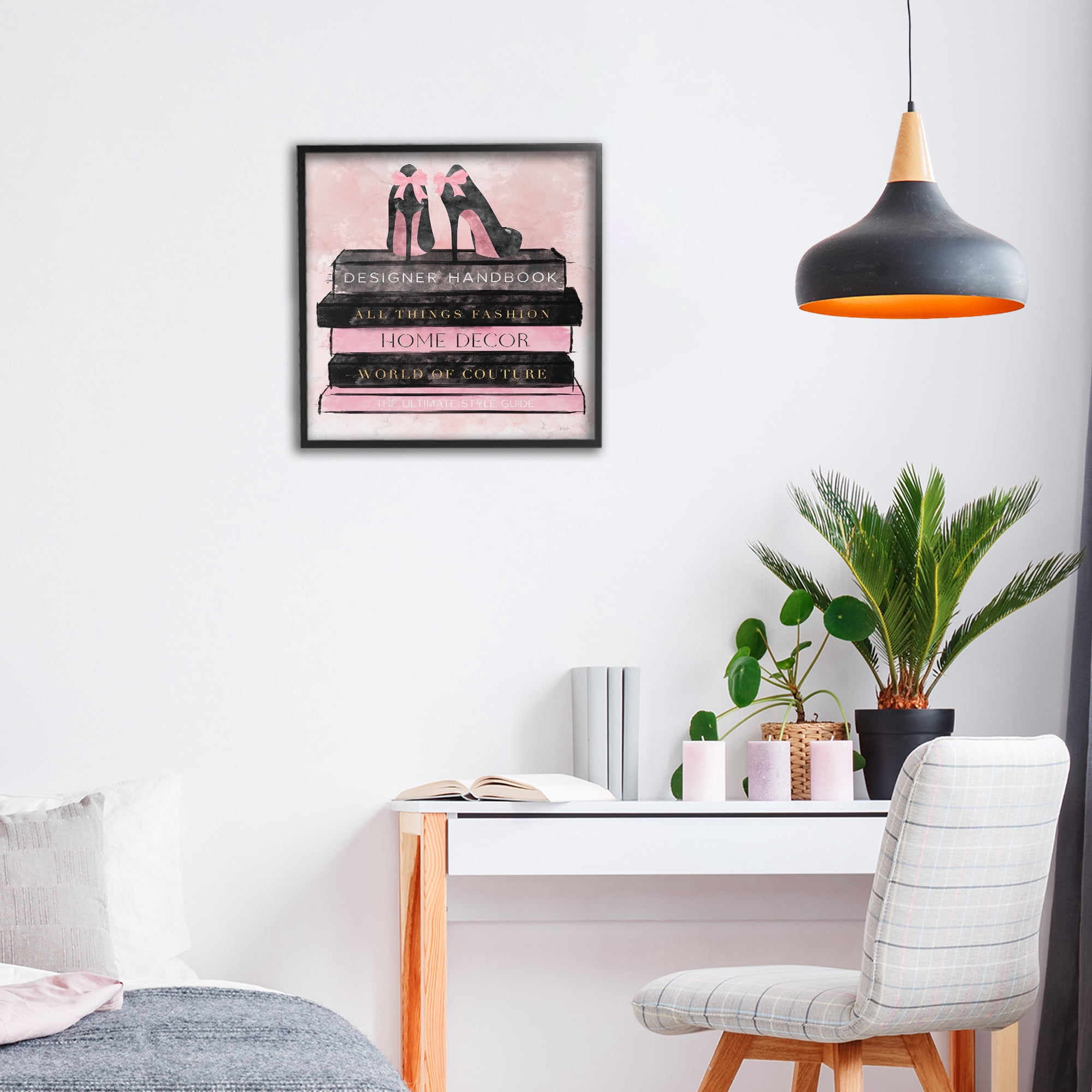 Stupell Industries All Things Fashion Book Stack Black Framed Giclee Art, design by Natalie Carpentieri