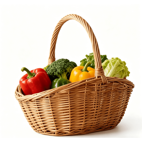 Rattan Basket with Handle, Multipurpose Woven Large Harvest Basket for Vegetables Fruits Bread Picnic Supplies, Flower Basket Home Storage, Natural Rattan Decorative (Brown)
