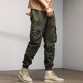 thumbnail image 2 of Vedolay Men's Pants Men's Cargo Pants Relaxed Fit Casual Elastic Waist Drawstring Work Hiking Pants with Pockets,Green XXL, 2 of 5