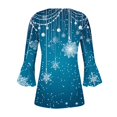 thumbnail image 5 of Shirts for Women Plus Size Christmas Long Sleeved Tunic Printed Casual V-neck Pullover Flowy Tunic Top Pleated Casual Blouses Loose Fit Dressy,Tops for Women Sky Blue XL, 5 of 5