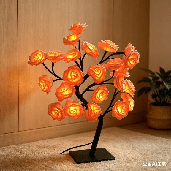 USB Rose Tree Night Light, Decorative Desk Lamp for Bedroom and Home