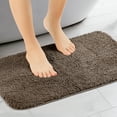 thumbnail image 2 of Unique Bargains Bathroom Soft Plush Mats Non-Slip Quick Dry Anti-Skid Shaggy Bath Rugs Brown 20"x32", 2 of 7