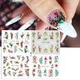 thumbnail image 3 of Pegatinas de uñas 4 en 1 con flores de Navidad, calcomanías con dibujos de copo de nieve, pájaro, Papá Noel, pingüino, alce, calcomanías de invierno, decoración de Año Nuevo deslizantes, SAI44-49 DE M, 3 of 4