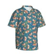 thumbnail image 2 of Daiia Corgi with Flowers Hawaiian Shirt for Men Gentle Cotton Regular Short Sleeve Casual-Medium, 2 of 9