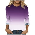 thumbnail image 2 of Abtuhar 3/4 Sleeve Plus Size Shirts for Women Fall Print V Neck Loose Cut Light Fabric Womens Tops, 2 of 4