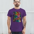 thumbnail image 3 of Tee Hunt Lovable Cat T-Shirt Dean Russo Colorful Felis Catus Men's Tee, Purple, Large, 3 of 5