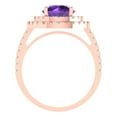 thumbnail image 4 of 2.6 ct Round Cut Natural Amethyst with Simulated Diamond Halo Accents 14K Rose Gold Womens Engagement Ring, 4 of 6