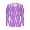 thumbnail image 5 of Yxbdin Plus Size Women Shirts Fashion Graphic Side Slit Shirt Comfy Long Sleeve V Neck Blouses Loose Fit Vacation Casual Tops Purple XXXL, 5 of 5