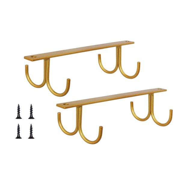 2 piezas ganchos para tazas para vasos de vino ganchos para utensilios de cocina cinturones y bufanda ganchos colgantes soporte de gancho bajo armario - Oro Sunnimix Titular de la taza