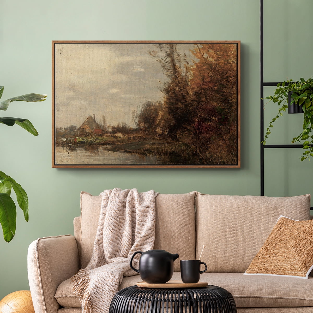 Vintage Landscape-CCXXIX By Wexford Home Framed in Walnut Wood Gallery Wrapped Canvas 25 in. x 37 in.