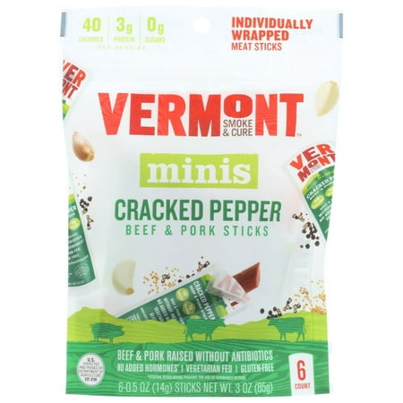 Vermont Smoke & Cure Minis Cracked Pepper Beef & Pork Sticks, 6/ .5oz