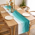 thumbnail image 3 of Ombre Turquoise Waves Table Runner 48 Inches Long Farmhouse Dress Scarves, Abstract Art Gradient Modern Dining Tablerunner for Coffee Table/Kitchen Island/Party Décor, 13" x 48", 3 of 8