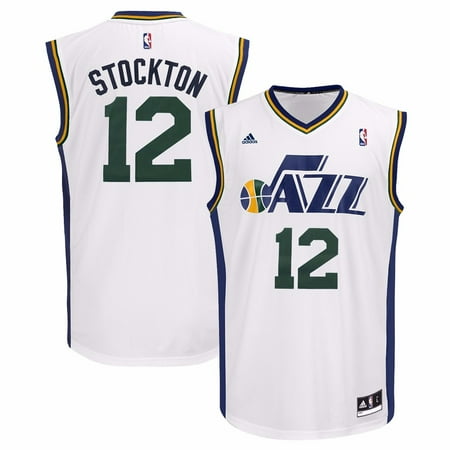 Custom Replica Away Jersey - John Stockton Utah Jazz NBA Adidas Men's White Replica Jersey