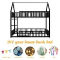 thumbnail image 5 of Bellemave Metal House Bunk Bed with Fence Guardrails and Ladder Twin over Twin Low Bunk Bed Frame Twin Floor Bunk Bed with Ladder (Black), 5 of 10