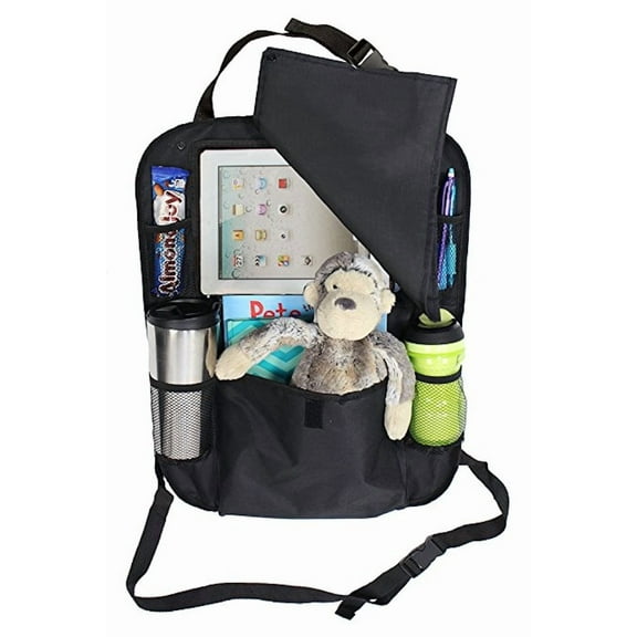 LK Baby Car Backseat Organizer Hanging Kick Mat with iPad Holder, Tablet Protection, for Truck SUV Minivan Van