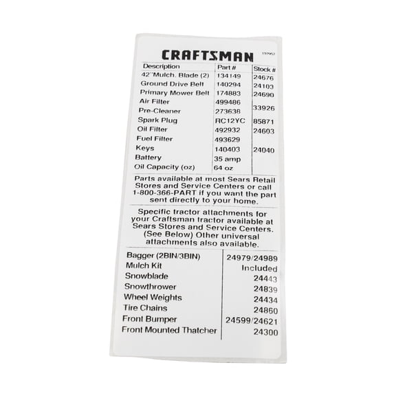 Husqvarna 532192952 Replacement Decal Chainsaw 42E RPL 0510 Replaces 192952