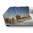 thumbnail image 3 of Detroit Soft Flannel Fleece Blanket, Michigan Skyline at Twilight Waterfront Lively City Serene Calm Travel Destination, Cozy Plush for Indoor and Outdoor Use, 50" x 70", Multicolor, by Ambesonne, 3 of 6