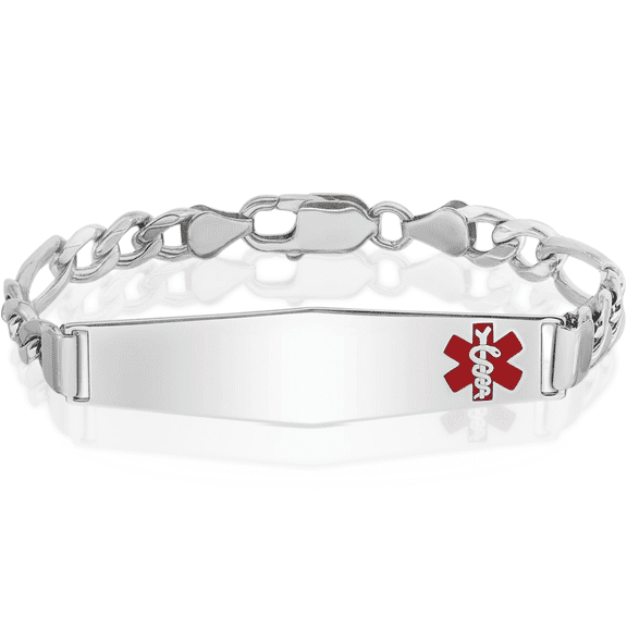 925 sterling silver medical alert id figaro link chain bracelet
