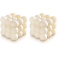 thumbnail image 1 of Juego de velas de burbujas, 2 piezas, blanco crema - vela decorativa vegana y sostenible - hecha a mano con amor en Hamburgo 6*6*6cm TUNC Sencillez, 1 of 5