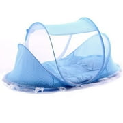 Baby Travel Bed Crib Mosquito Bed Portable Baby Bed Cots Folding Baby Mosquito Net for 0-3 Years Old Baby (Blue)